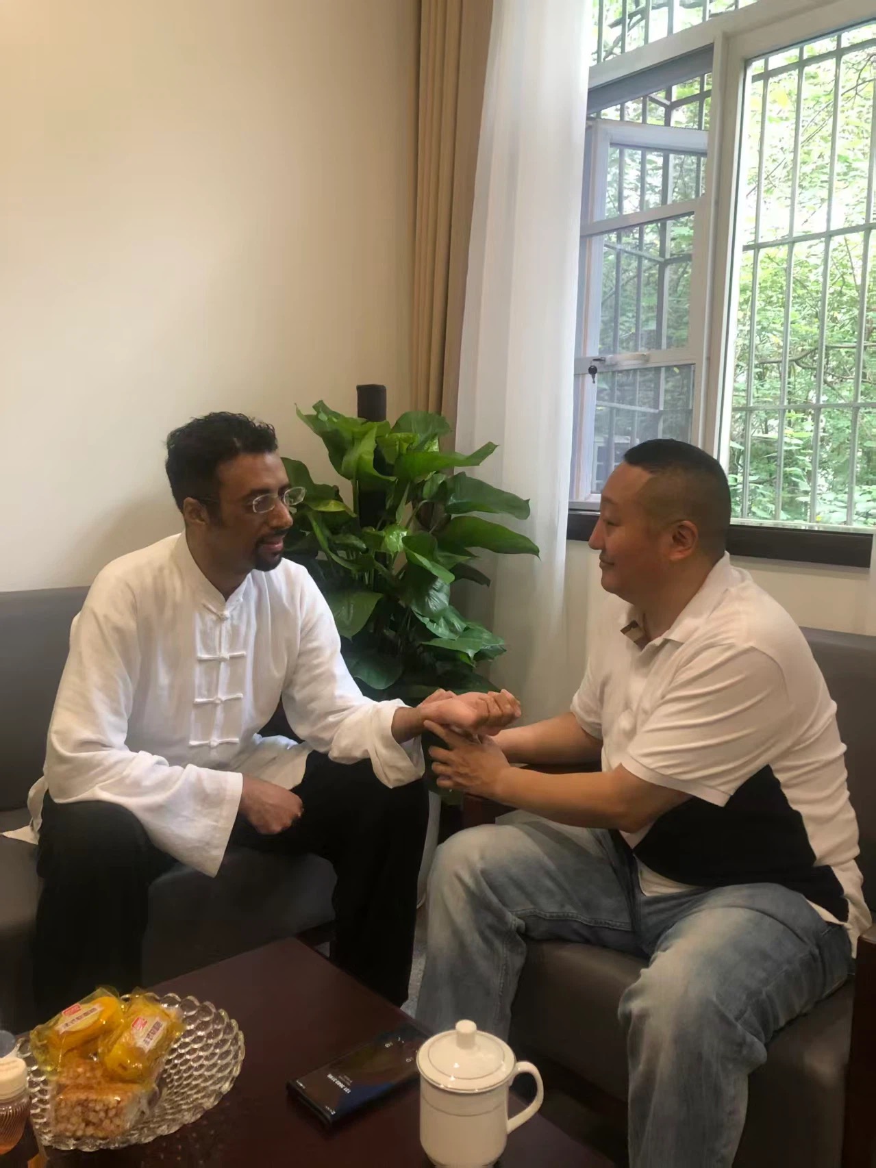 与国际友人亲切交流藏医药